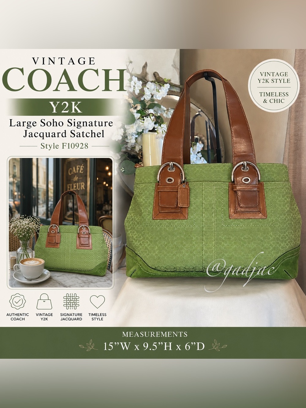 Vintage COACH Y2K Large Soho Signature Jacquard Satchel (Style F10928) - Picture 1 of 16